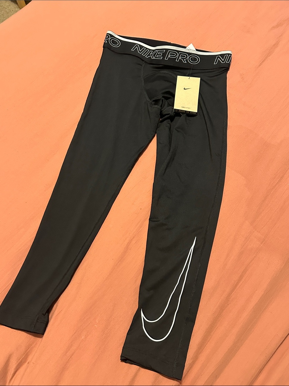 Nike Mens Black Compression Leggings with White Swoosh